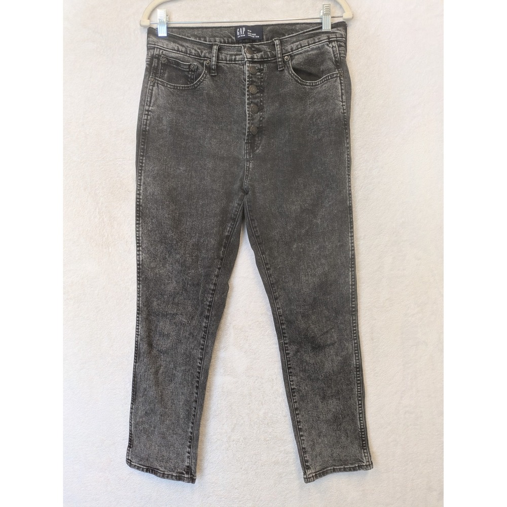 Gap Vintage Slim Jeans Women's 10/30 Grey Acid Wash High Rise Button Fly